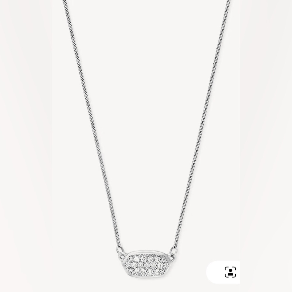 Kendra Scott Lisa Diamond Pavé Pendant Necklace in White Gold. Bonus Bracelet!
